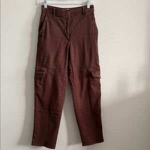 Wilfred Free Brown Cargo Pants Size 4 Utility Pocket Straight Leg